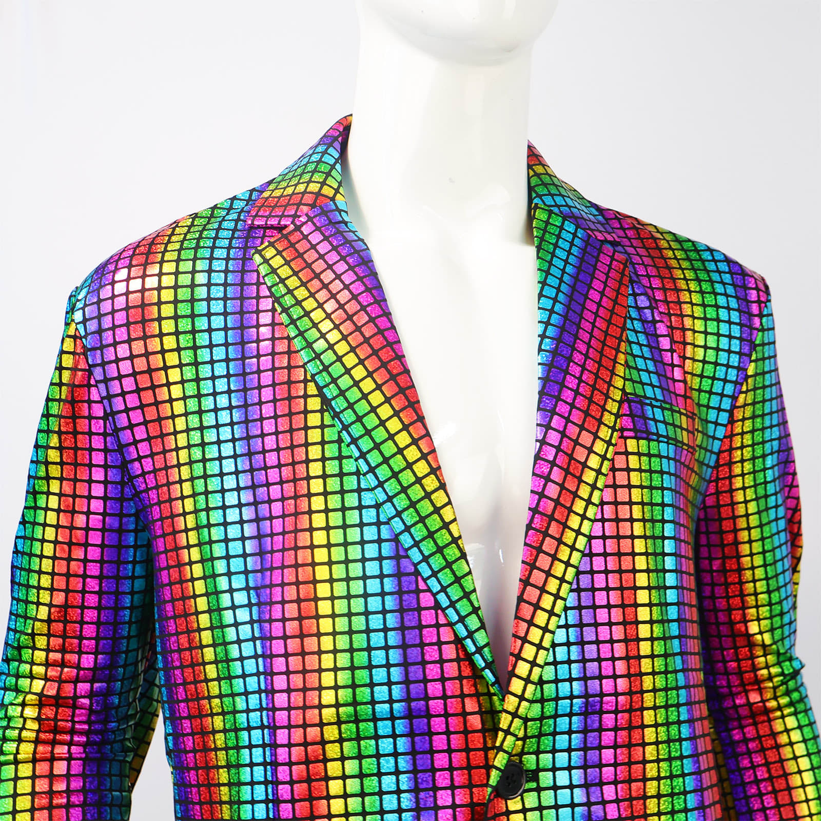 Rainbow Plaid Gilding Craft Stage Cool Performance Shiny Suit view 3