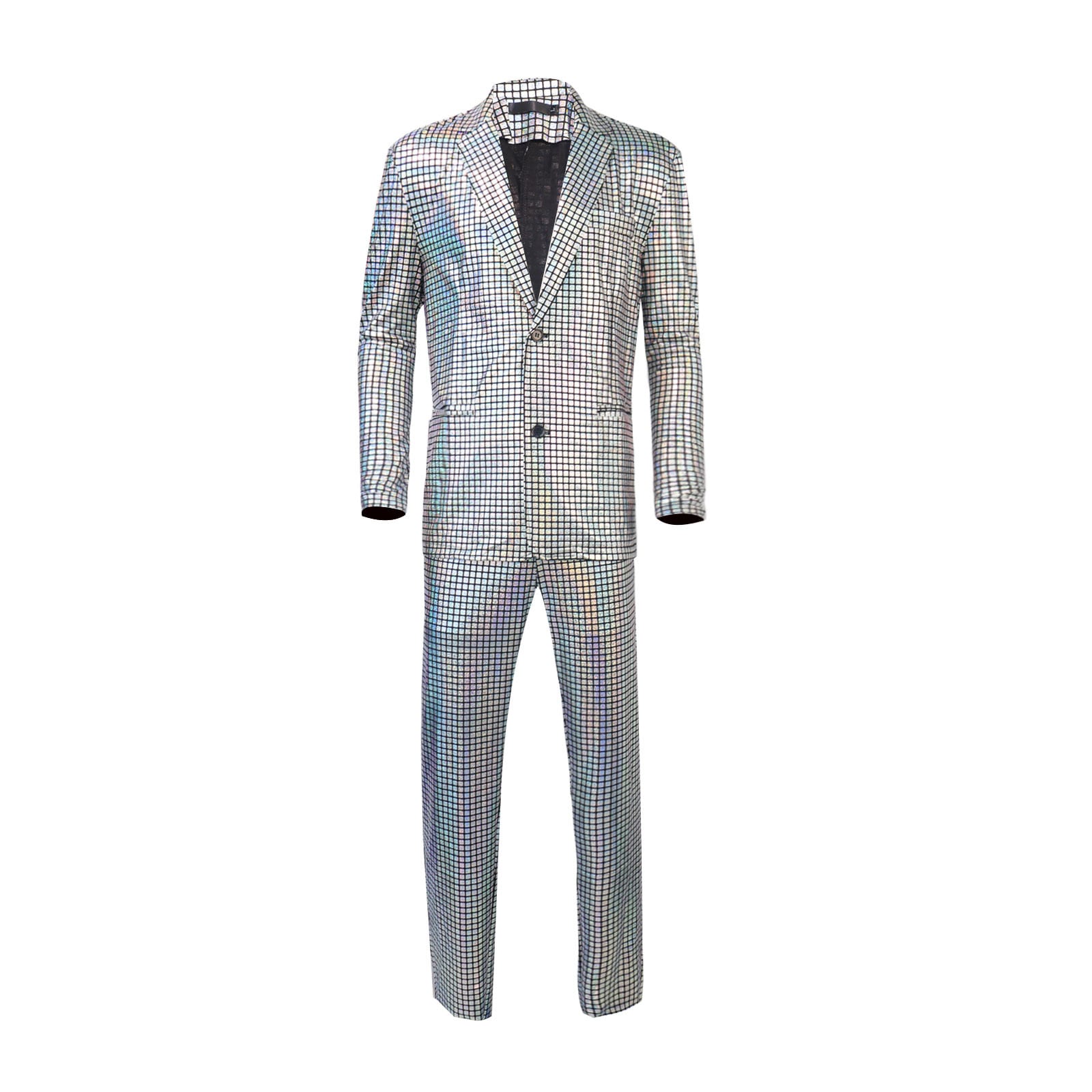Rainbow Plaid Gilding Craft Stage Cool Performance Shiny Suit view 6