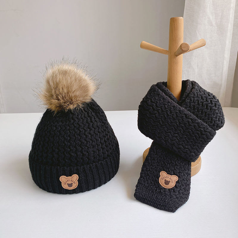 Children's Hat Scarf Suit Warm With Velvet view 7