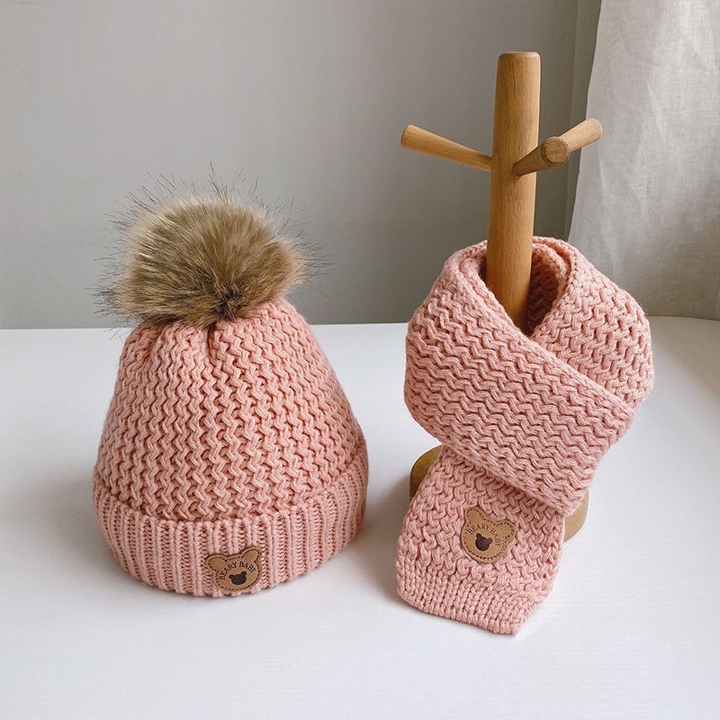 Children's Hat Scarf Suit Warm With Velvet view 15
