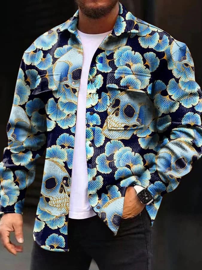 Printing Lapel Men's Jacket Single-breasted Plaid Top view 4