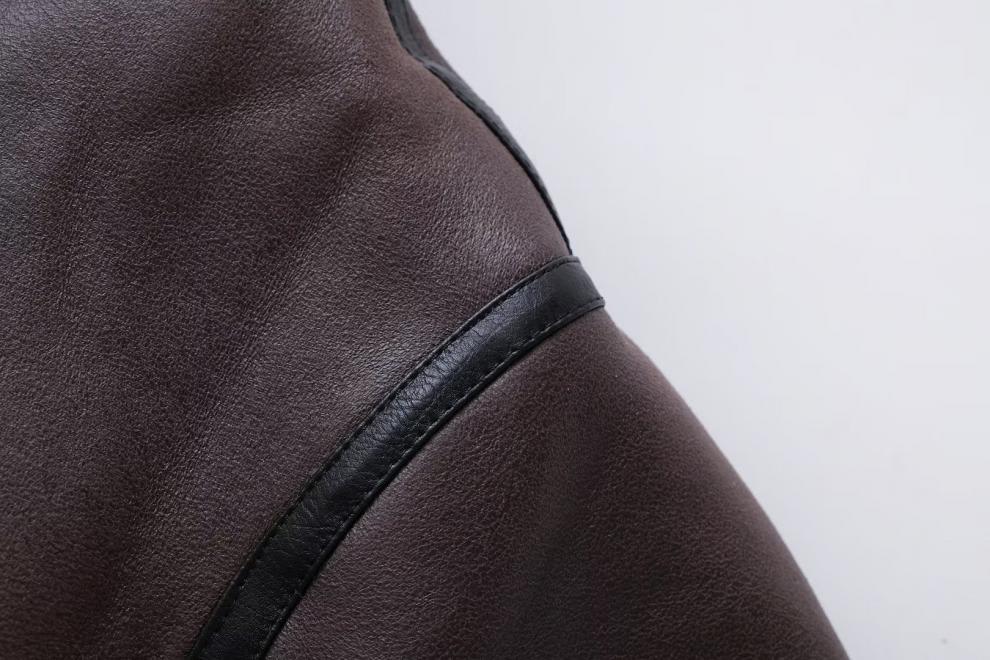 Women's Suede Fur Integrated Motorcycle Jacket view 2