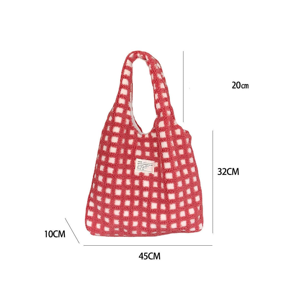 Waffle Flannel Bag Tote Bag Large Capacity Commute Minimalist Student Class Bag view 18