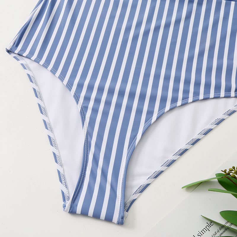 Striped One-piece Bikini Women's Swimsuit view 9