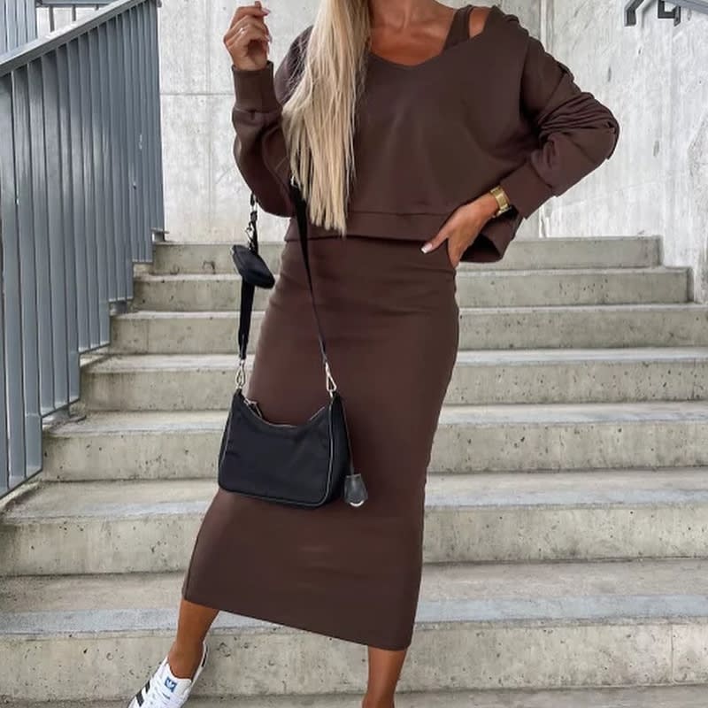 Vest Dress V-neck Hooded Hoodie Short Top Suit view 6