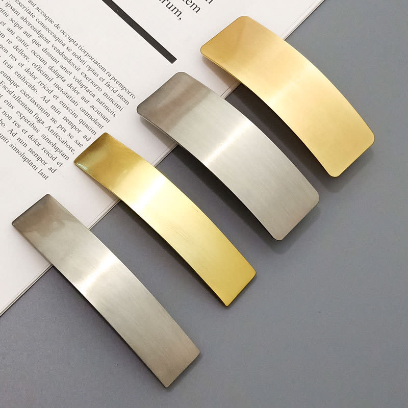 Brushed Metal Barrettes European American Simple Versatile Temperament Ins Fashion Normcore Style Ponytail Clip view 3