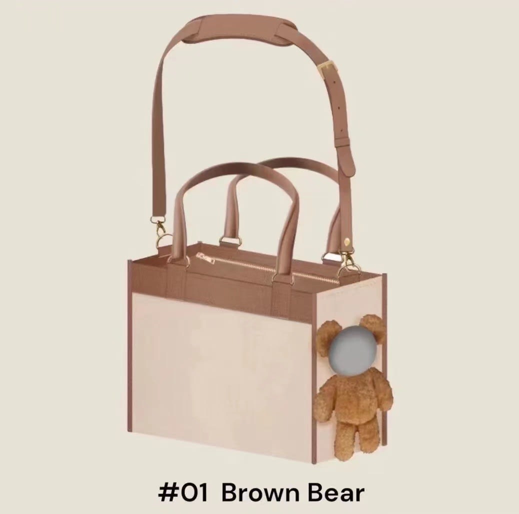 Creative Pet Carry Bag Large Capacity Outdoor One-Shoulder Tilt Straddle Tote Cat Bag Small Dog Brown Bear Bag Pet Products view 2