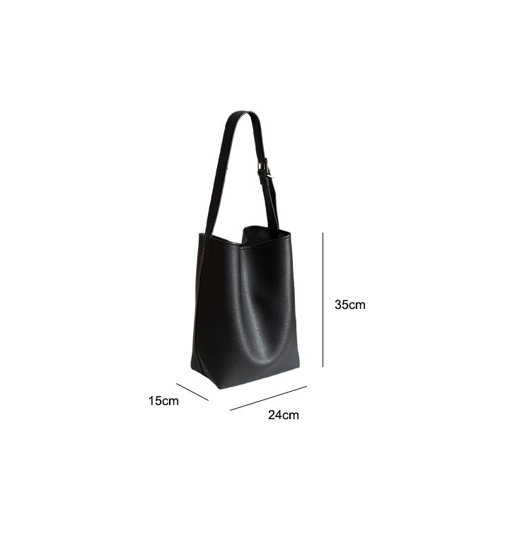 Large Capacity Solid Color Simple Lychee Pattern Bucket Bag view 12