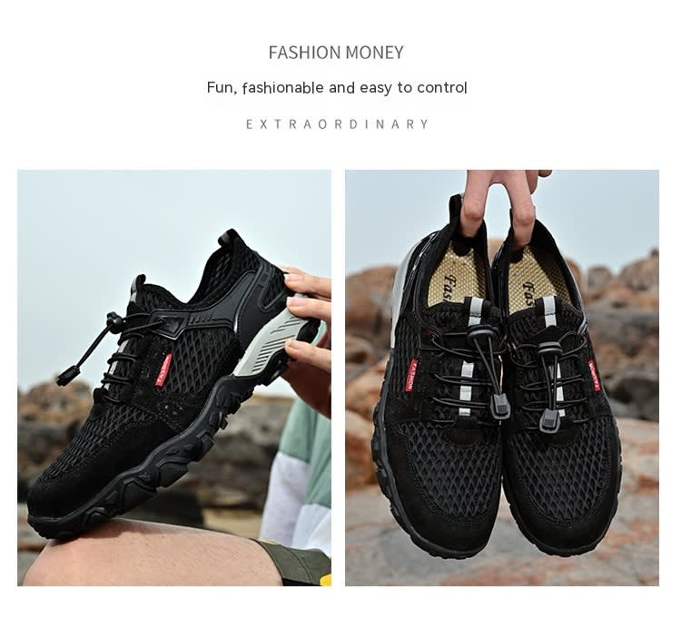 Men's Summer Leather Breathable Outdoor Sports Casual Shoes Non-slip Soft-soled Mesh Surface Hiking Shoes view 26