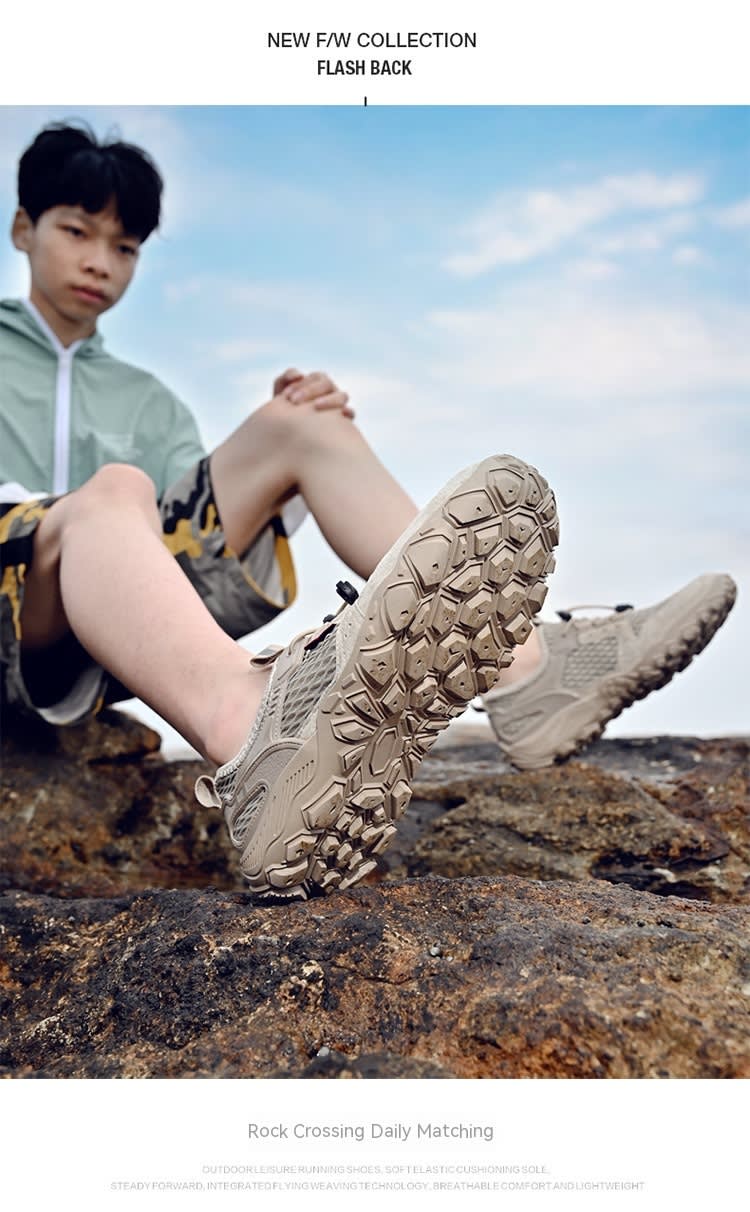 Men's Summer Leather Breathable Outdoor Sports Casual Shoes Non-slip Soft-soled Mesh Surface Hiking Shoes view 28