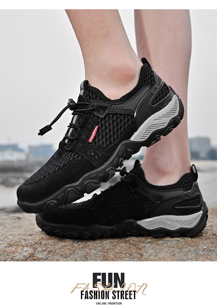 Men's Summer Leather Breathable Outdoor Sports Casual Shoes Non-slip Soft-soled Mesh Surface Hiking Shoes view 34