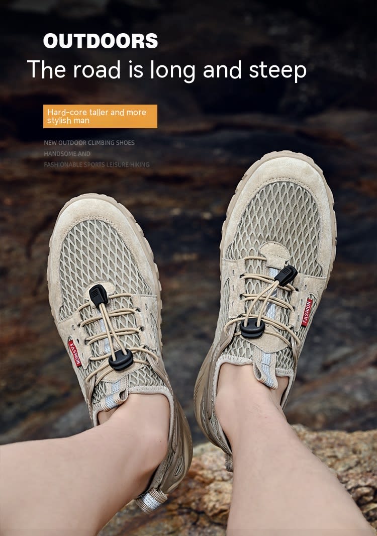 Men's Summer Leather Breathable Outdoor Sports Casual Shoes Non-slip Soft-soled Mesh Surface Hiking Shoes view 31