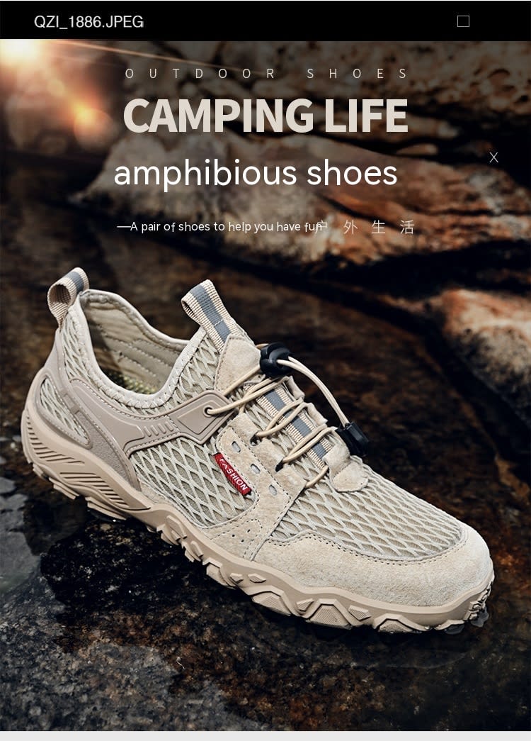Men's Summer Leather Breathable Outdoor Sports Casual Shoes Non-slip Soft-soled Mesh Surface Hiking Shoes view 32