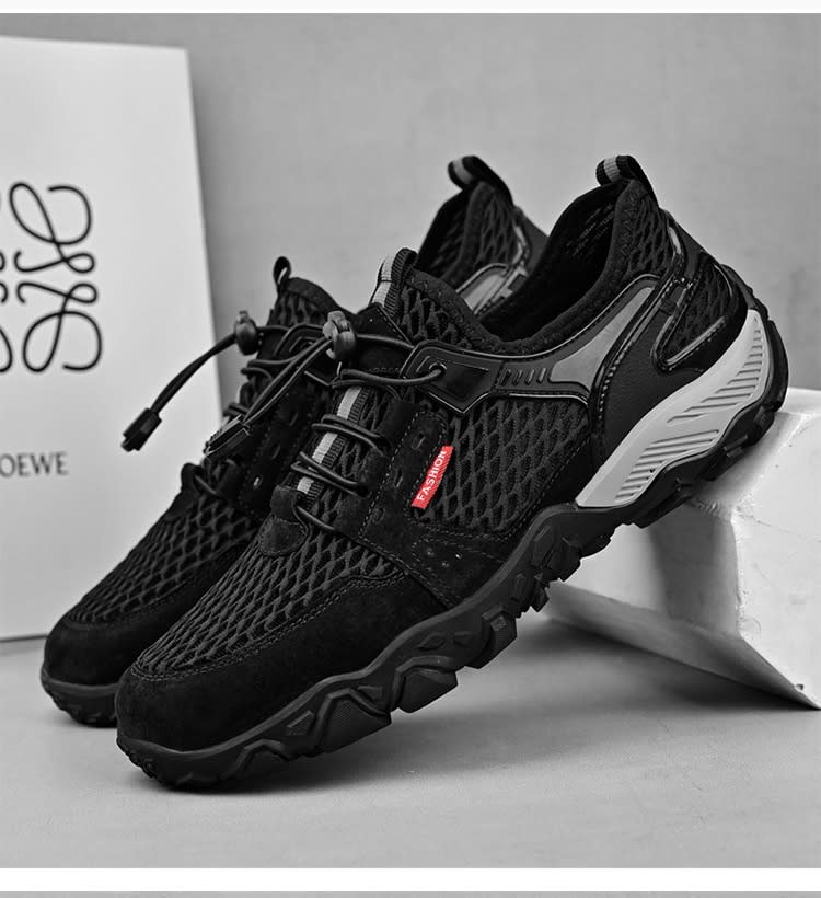 Men's Summer Leather Breathable Outdoor Sports Casual Shoes Non-slip Soft-soled Mesh Surface Hiking Shoes view 37