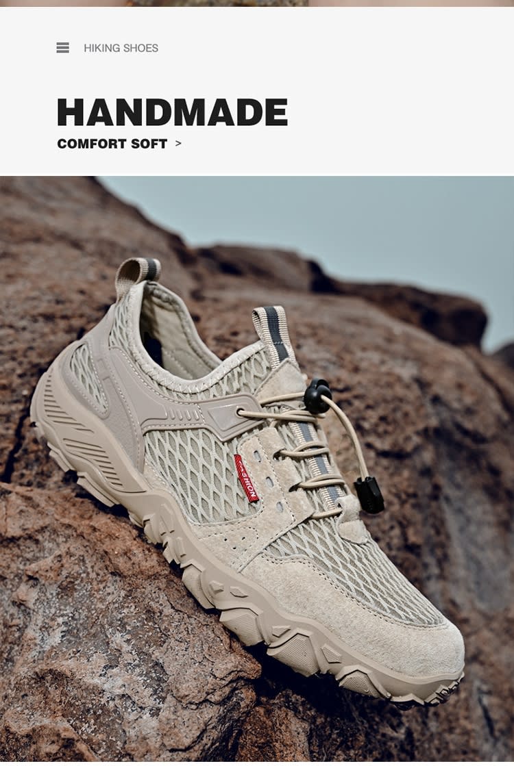 Men's Summer Leather Breathable Outdoor Sports Casual Shoes Non-slip Soft-soled Mesh Surface Hiking Shoes view 30