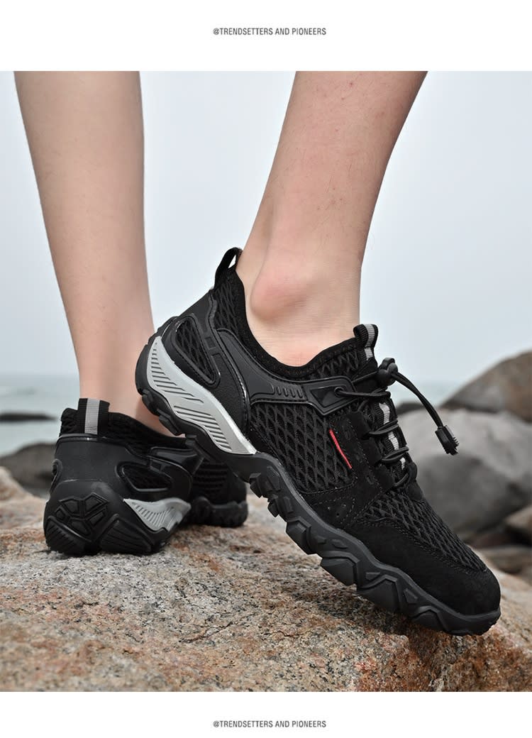 Men's Summer Leather Breathable Outdoor Sports Casual Shoes Non-slip Soft-soled Mesh Surface Hiking Shoes view 18