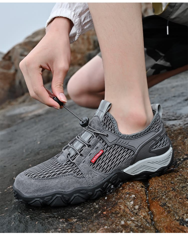 Men's Summer Leather Breathable Outdoor Sports Casual Shoes Non-slip Soft-soled Mesh Surface Hiking Shoes view 7
