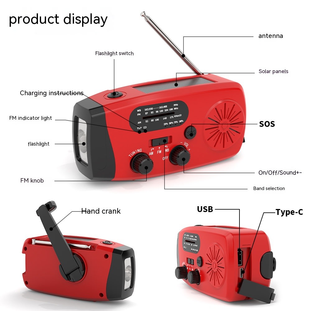 Multi Functional Solar Powered Portable Emergency Radio view 10