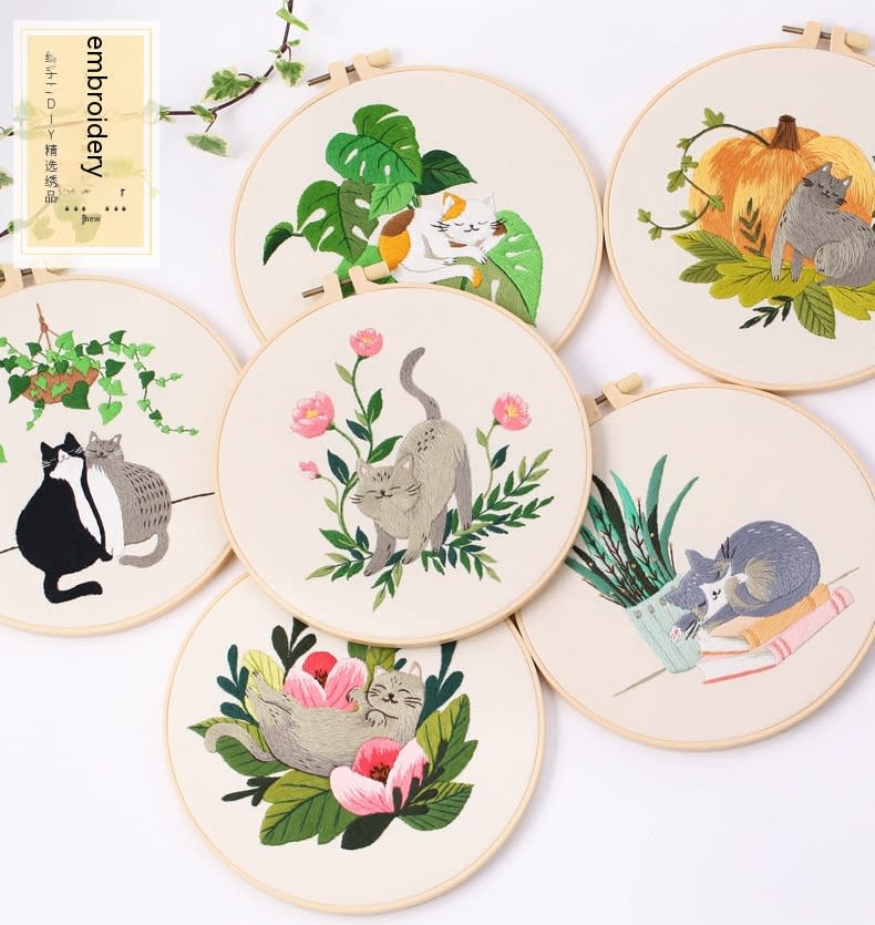 Cat Embroidery Pattern Diy Material Package Kit view 15