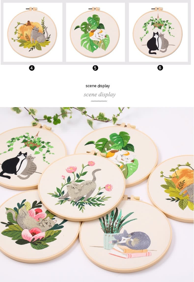 Cat Embroidery Pattern Diy Material Package Kit view 16