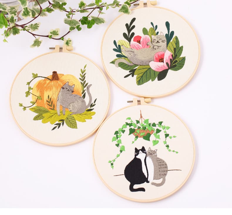 Cat Embroidery Pattern Diy Material Package Kit view 11