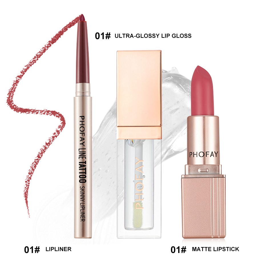 PHOFAY Ultra-Glossy Lip Gloss Matte Lipstick Lipliner view 13