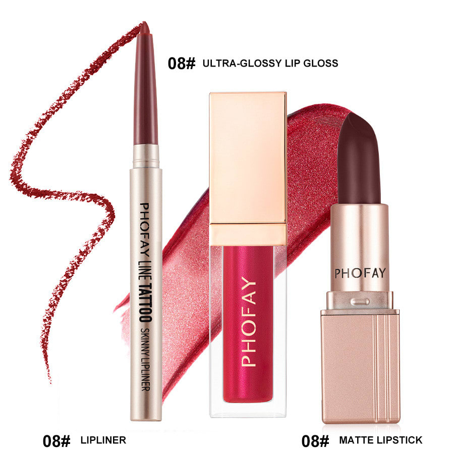 PHOFAY Ultra-Glossy Lip Gloss Matte Lipstick Lipliner view 9