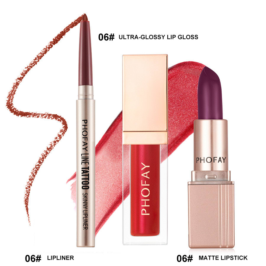 PHOFAY Ultra-Glossy Lip Gloss Matte Lipstick Lipliner view 17