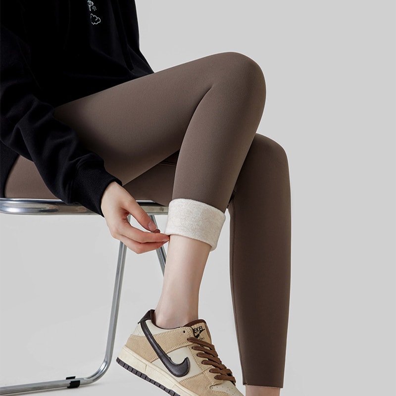 High Waist Cashmere Leggings Winter Warm Solid Plush Pants Fashion Slim Trousers Women Clothing view 4