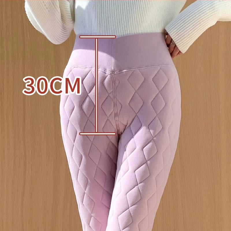 Warm Thickened Cashmere Leggings Winter Rhombus Stitching Pants Outerwear High Waist Slim Trousers Women Clothing view 8
