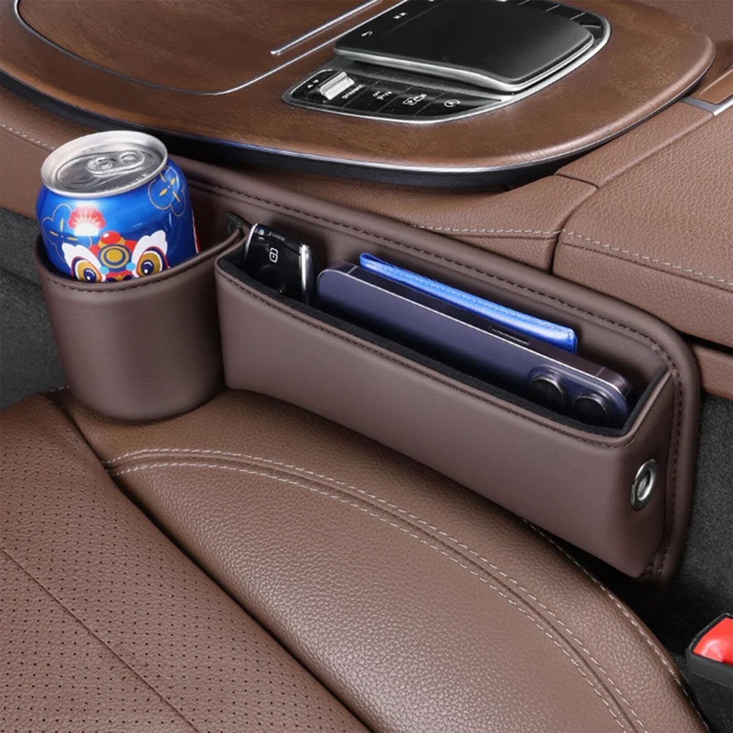 Car Seat Storage, New Upgraded Car Seat Storage Box With Cup Holder, Seat Gap Storage Box, Cup Holder Gap Bag For Car, Adjustable Car Seat Storage Box view 4
