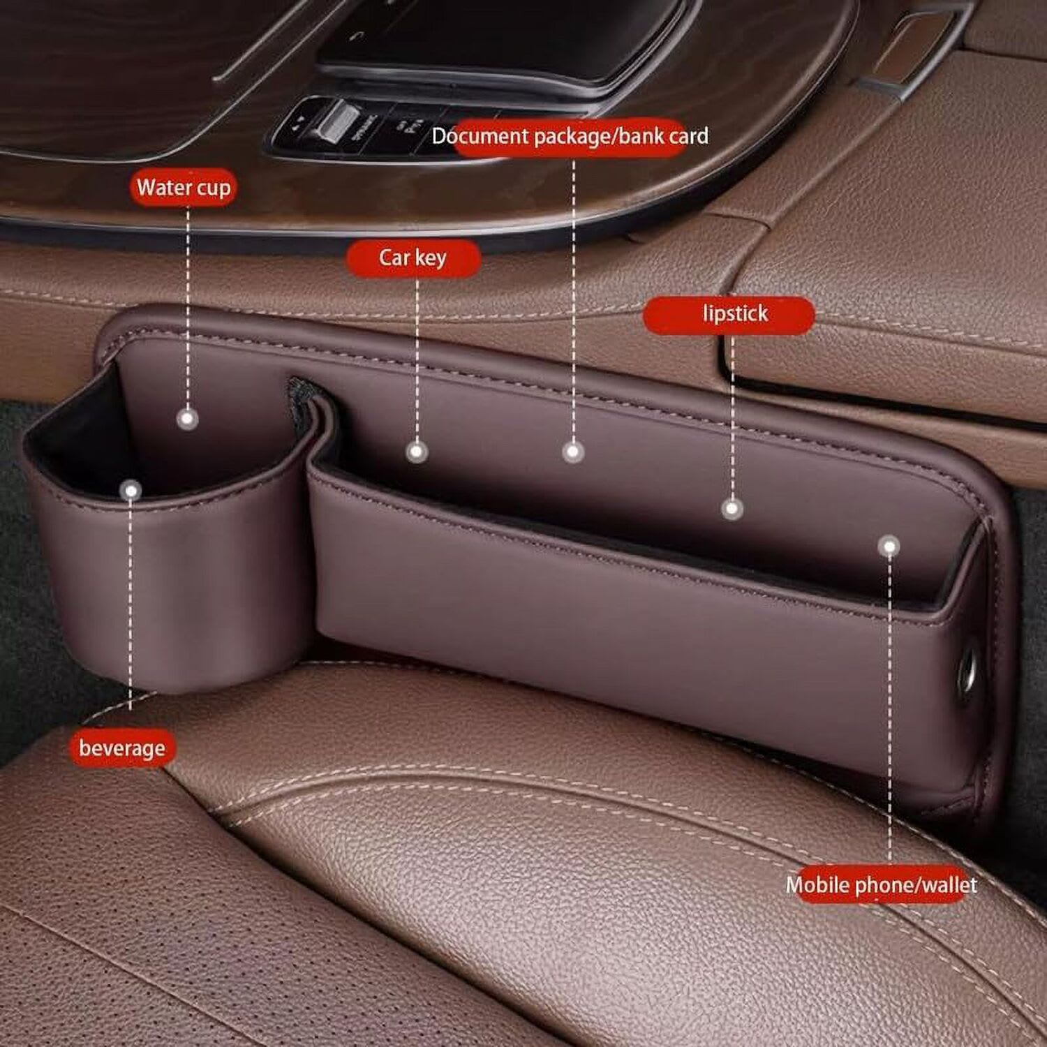 Car Seat Storage, New Upgraded Car Seat Storage Box With Cup Holder, Seat Gap Storage Box, Cup Holder Gap Bag For Car, Adjustable Car Seat Storage Box view 10