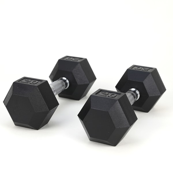 20LB 2 HDRS Rubber Coated Solid Cast Iron Dumbbells, Not Shipped On Weekends view 8