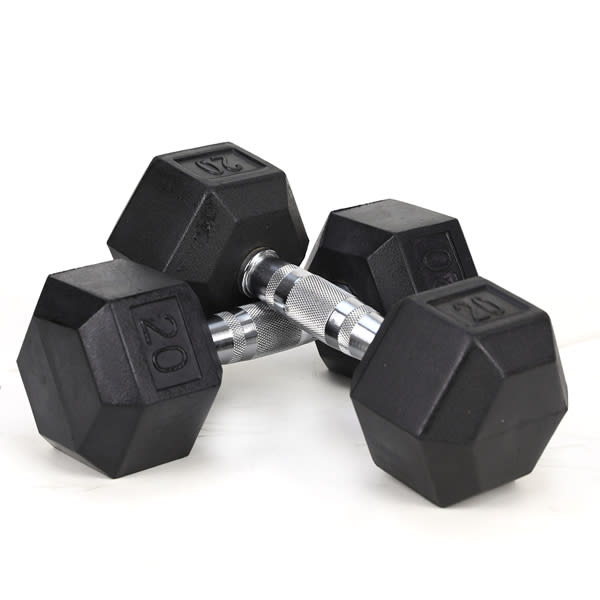 20LB 2 HDRS Rubber Coated Solid Cast Iron Dumbbells, Not Shipped On Weekends view 5