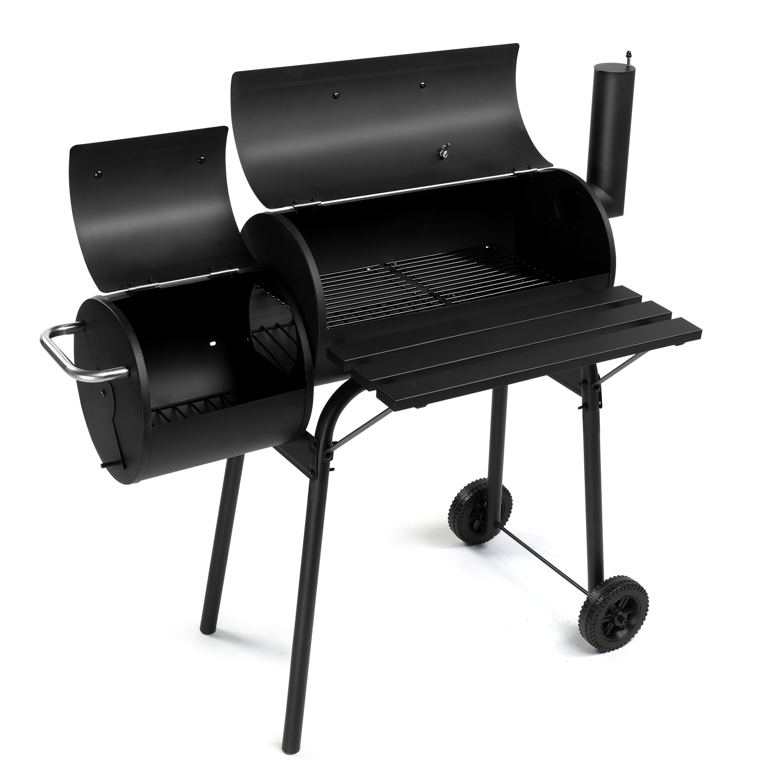 111x54x93cm Black, Double Cylinder, Wheeled, Smoked, Charcoal Grill view 7