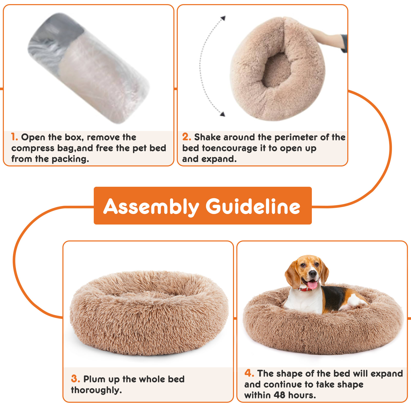 24 Inch Anti-Slip Round Fluffy Plush Faux Fur Cat Bed, Fits Up To 25 Lbs Pets view 7