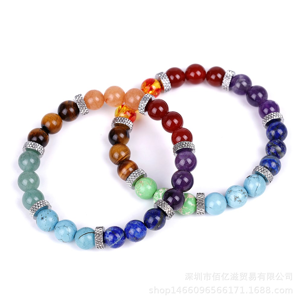 Natural Stone Colorful Chakra Energy Yoga Bracelet view 7