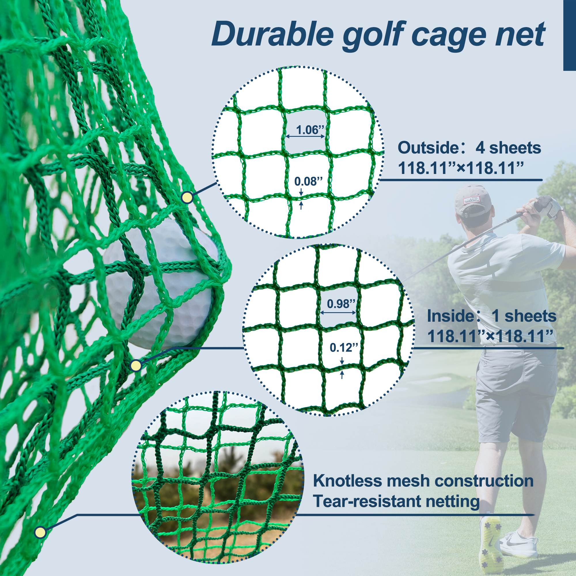 10X10X10FT Golf Practice Net Cage With Metal Frame Hitting Net Kit Indoor Outdoor view 11
