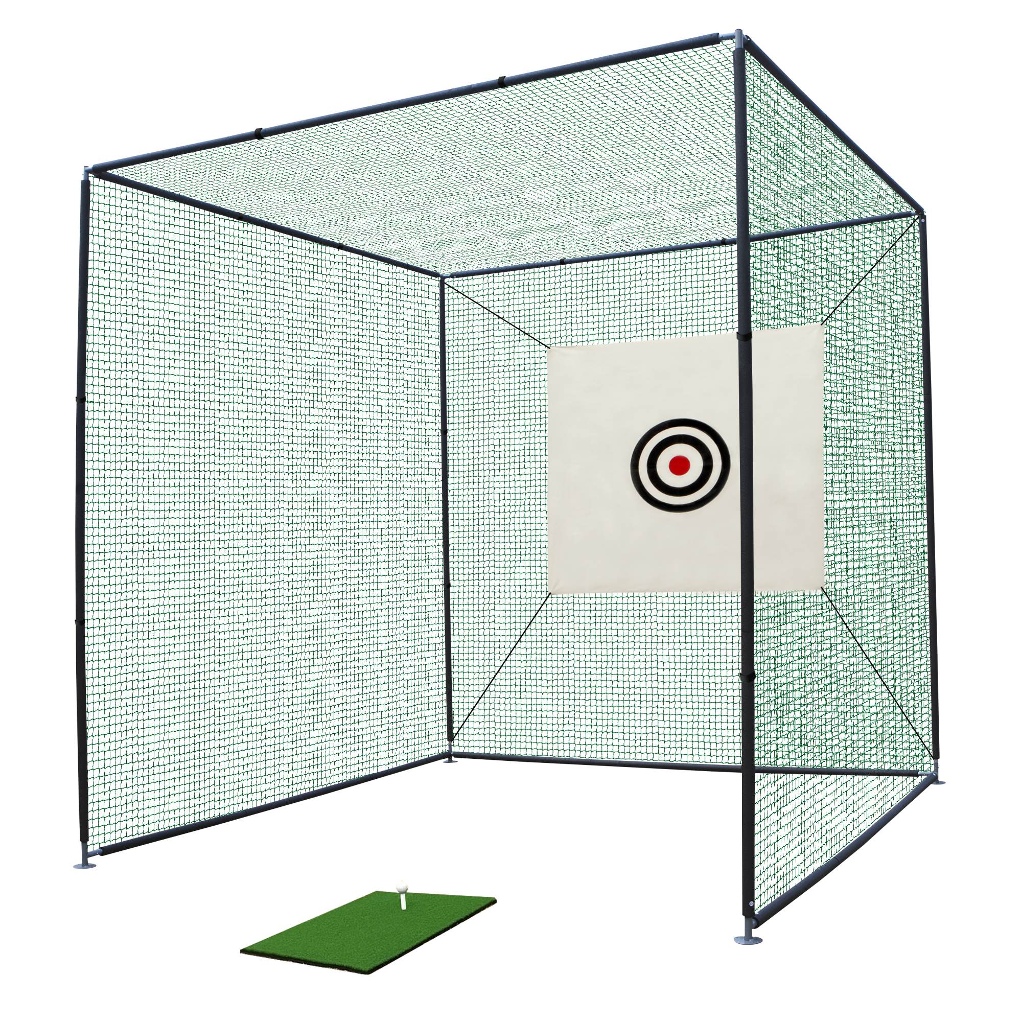 10X10X10FT Golf Practice Net Cage With Metal Frame Hitting Net Kit Indoor Outdoor view 14
