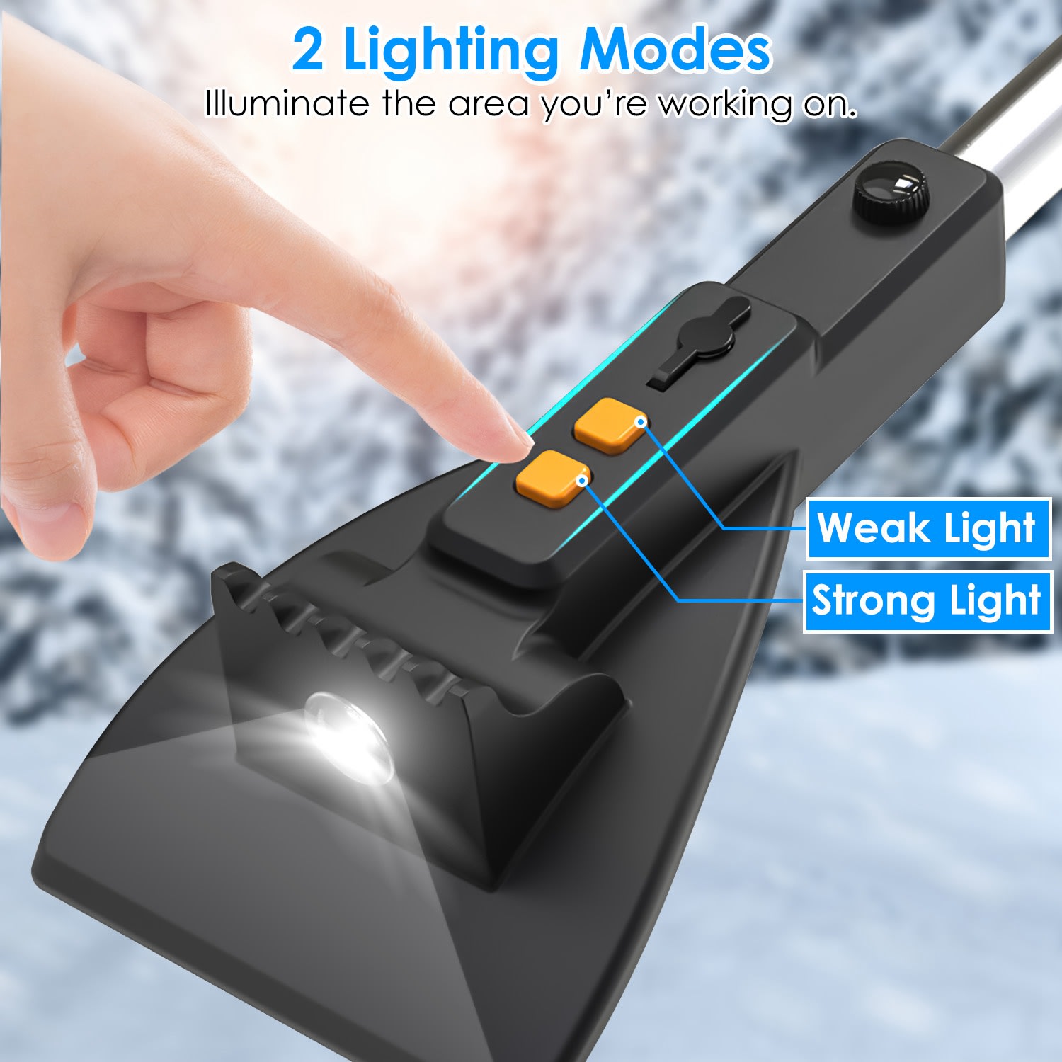 1Pc 3 In 1 Car Snow Removal Shovel With Lights Car Snow Removal Tool Telescopic Windshield Ice Scraper Snow Brush Shovel view 1