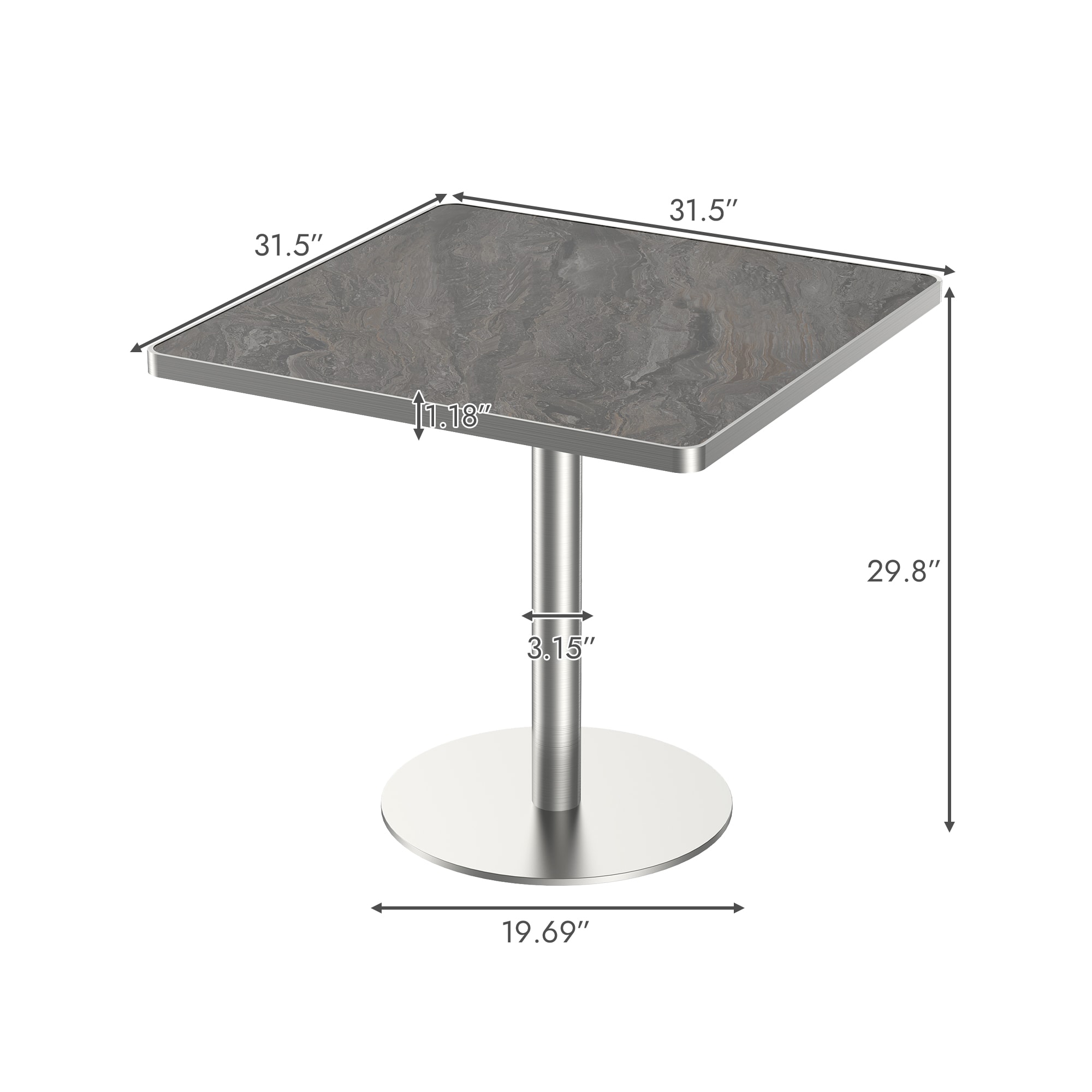Square Modern Dinning Table 31.5 Inches Bistro Table Tulip Table With Faux Marble Top,Easy Assemble,Sturdy Metal Frame Diameter view 4