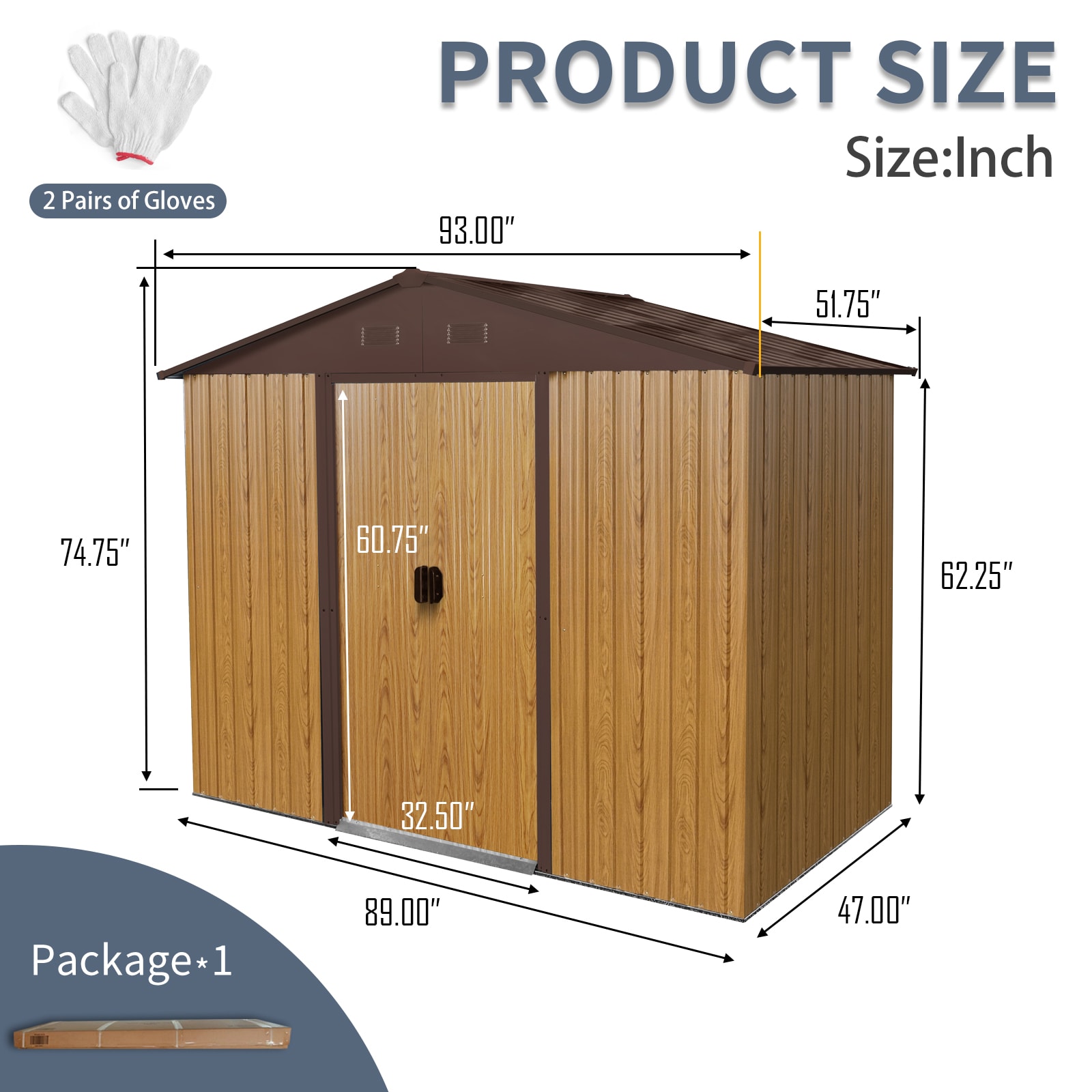 8ft X 4ft Outdoor Metal Storage Shed With Sliding Door And Foundation For Backyard, Patio, Lawn  Coffee view 3