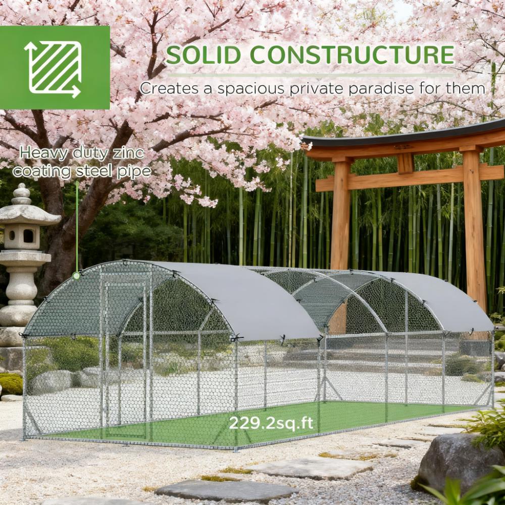 9.2'W X 24.9'D X 6.5'H Chicken Coop Large Metal Chicken Coop  For Yard, Outdoor, Duck, Rabbit view 4