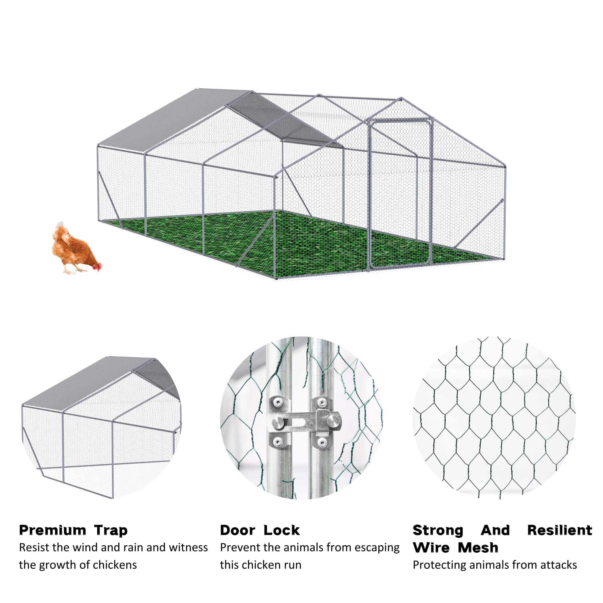 XPT035 Outdoor Chicken Coop Metal Big Space 20x10x6FT 3 Unit For Outdoor Farm Use view 2