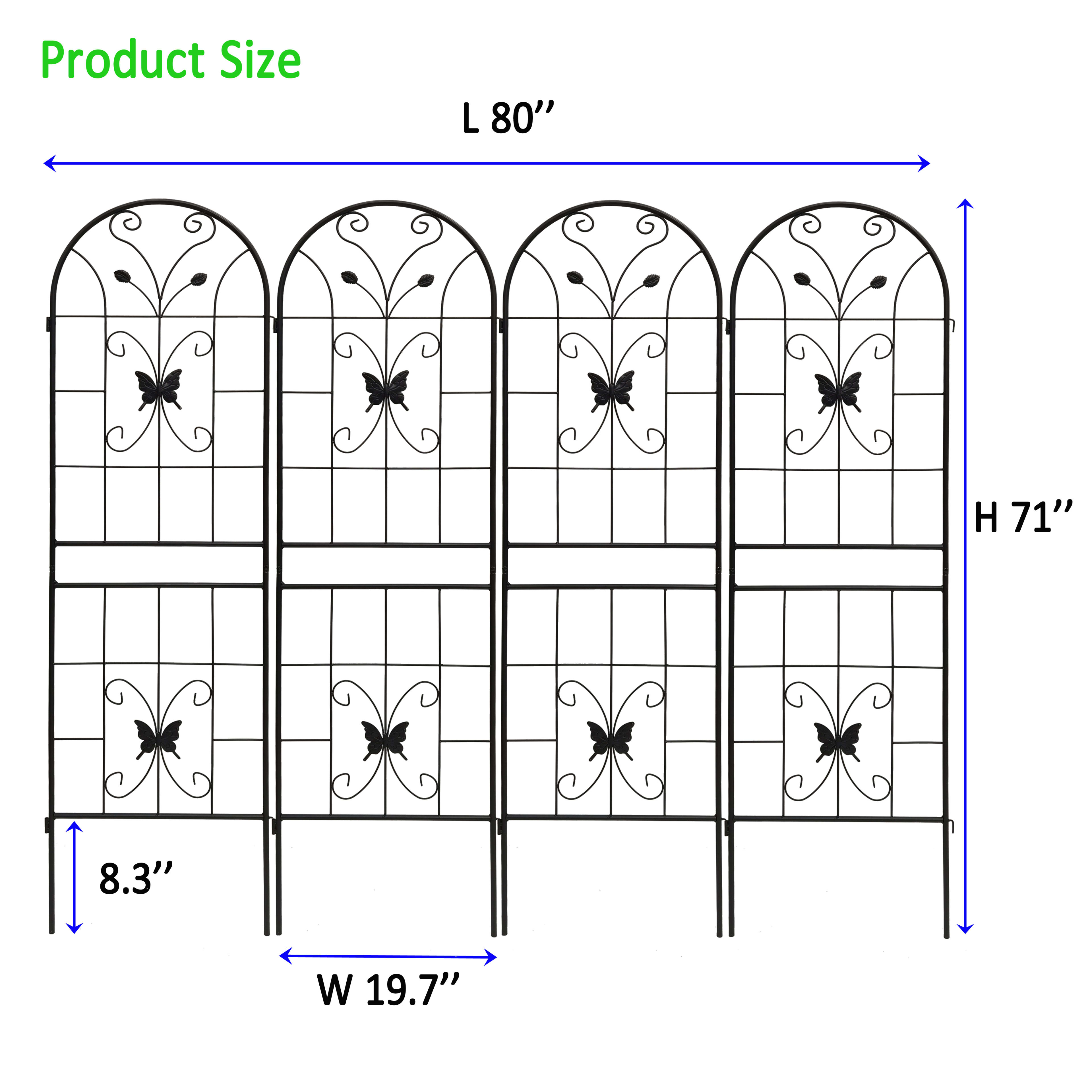 4 Pack Metal Garden Trellis 71  X 19.7  Rustproof Trellis For Climbing Plants Outdoor Flower Support Black view 3
