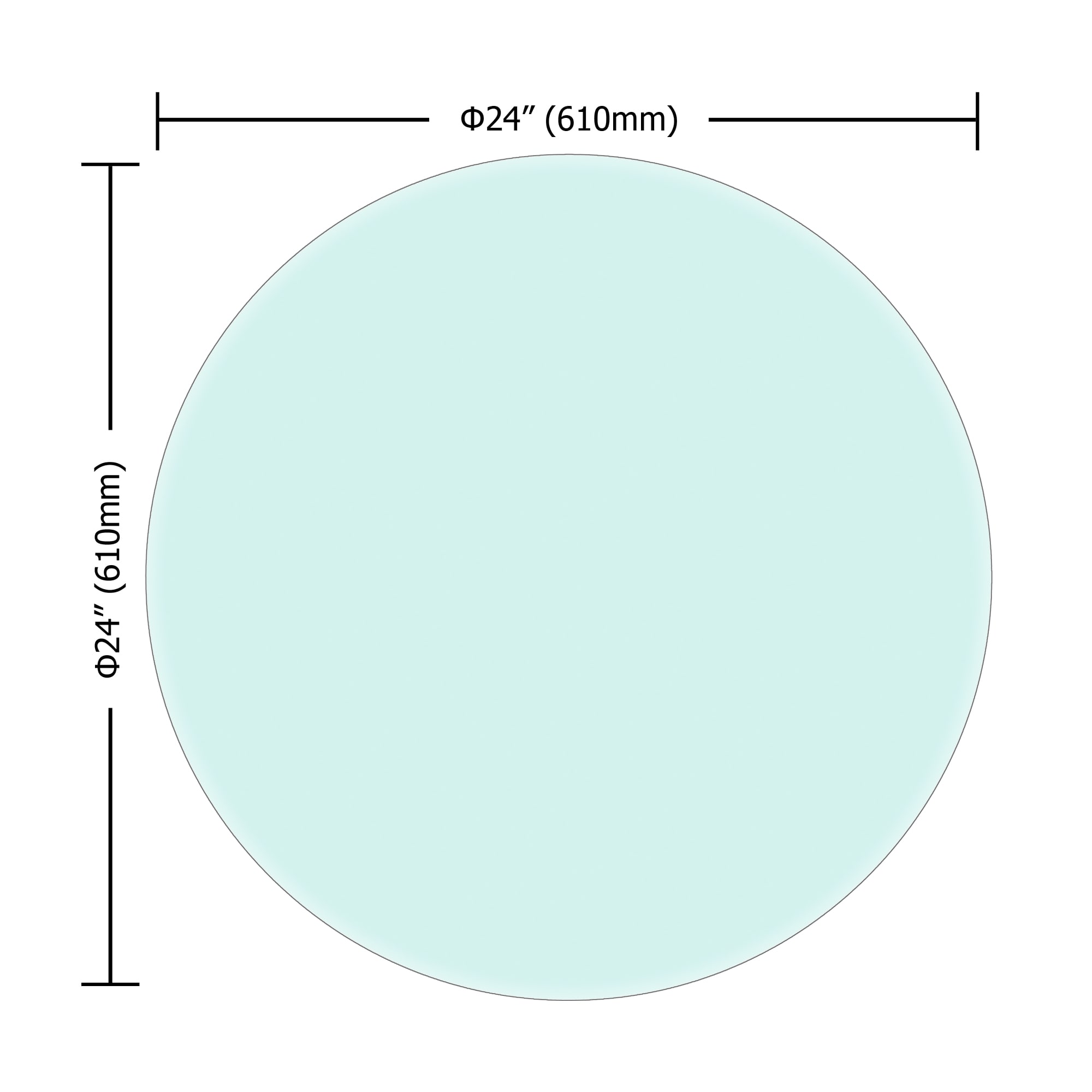 24  Inch Round Tempered Glass Table Top Clear Glass 0.5 Inch Thick Beveled Polished Edge view 4