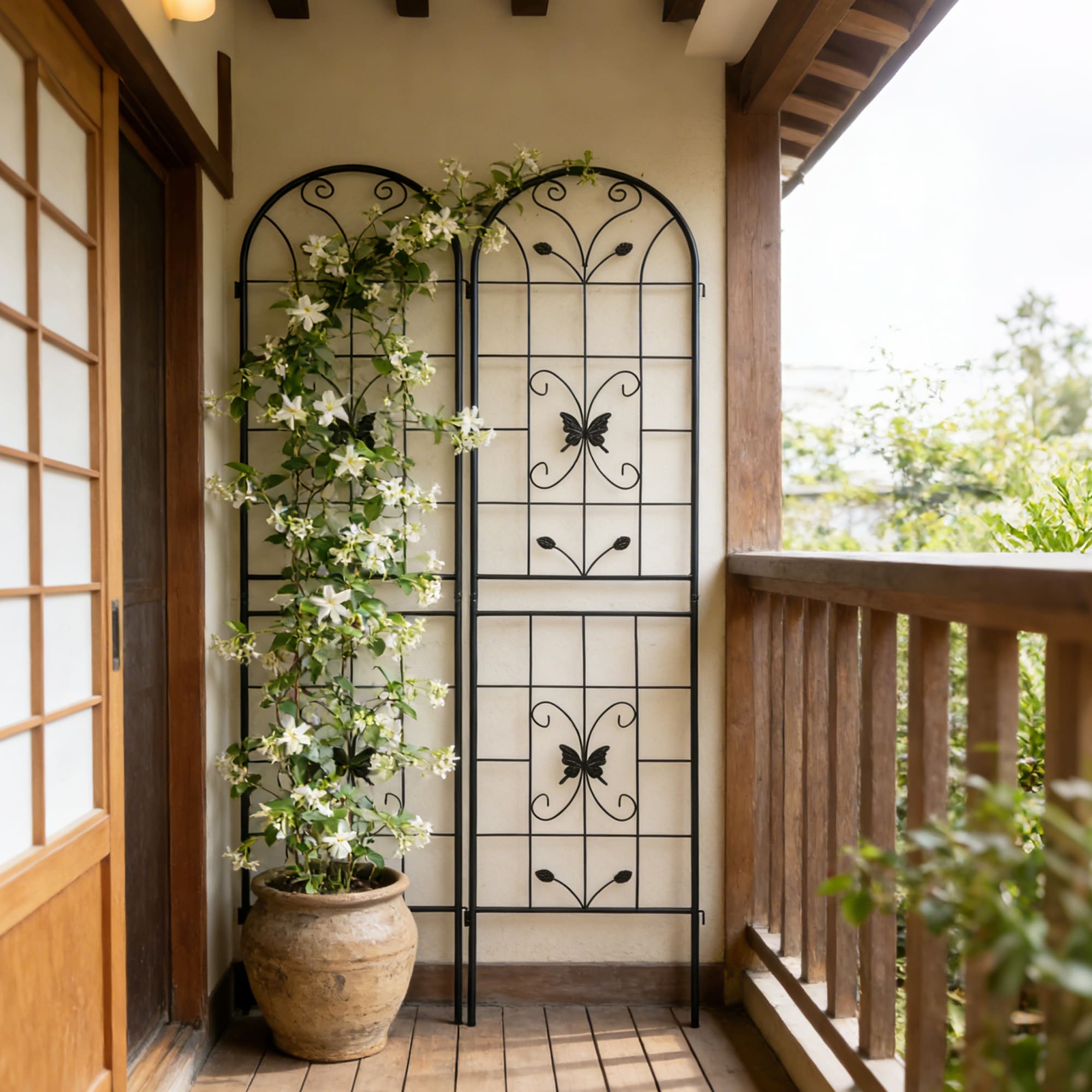 4 Pack Metal Garden Trellis 86.7 X 19.7 Rustproof Trellis For Climbing Plants Outdoor Flower Support Black