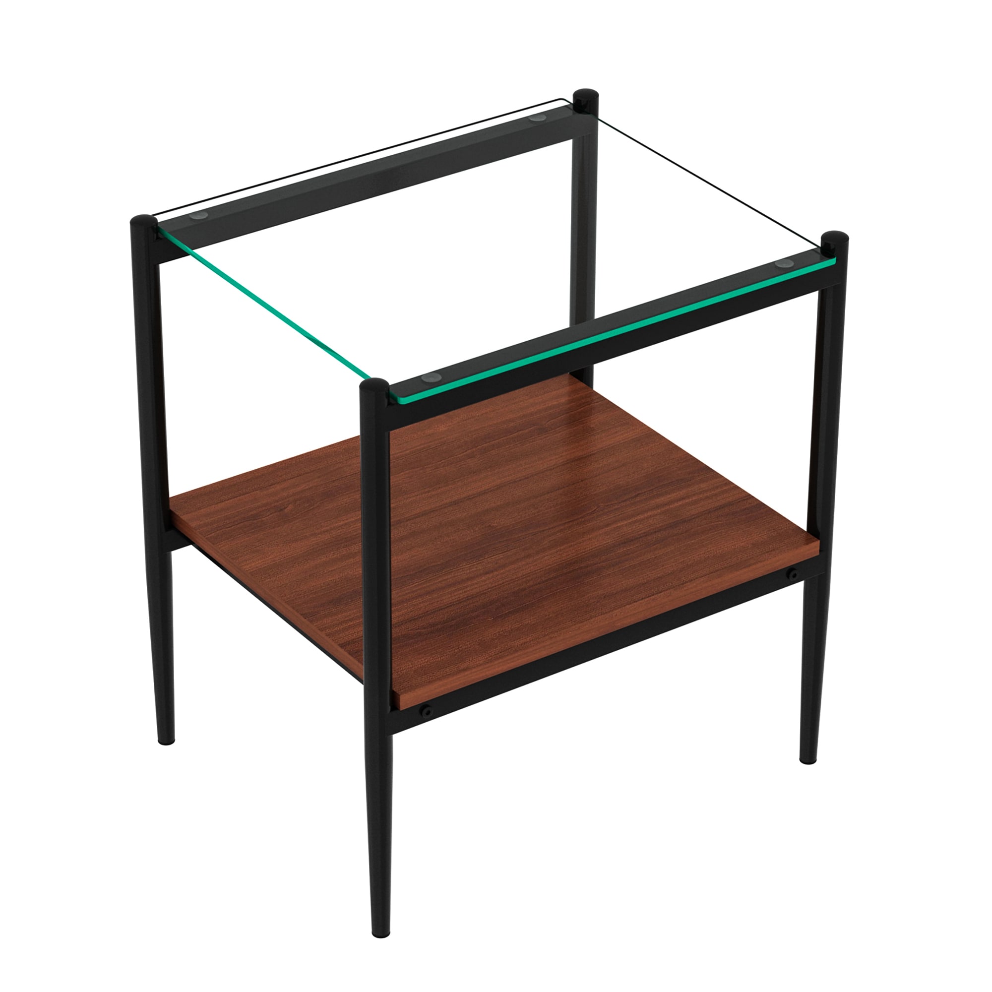 Set Of 2 Rectangle End Table, Tempered Glass Tabletop With MDF Layer, Modern Table For Living Room , Transparent Glass view 2