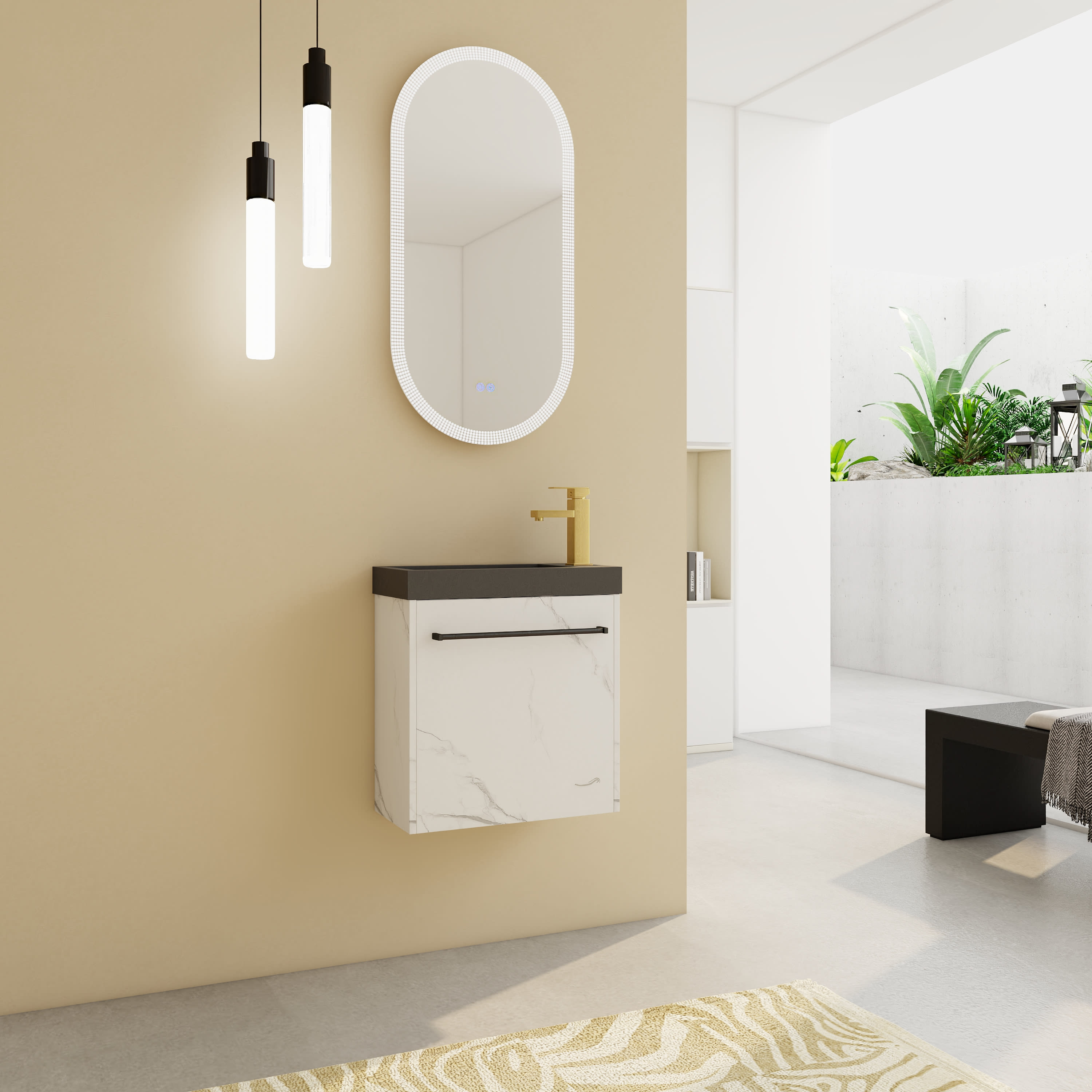 20  Floating Wall- Mounted Bathroom Vanity With Resin Sink & Soft- Close Cabinet Door view 4