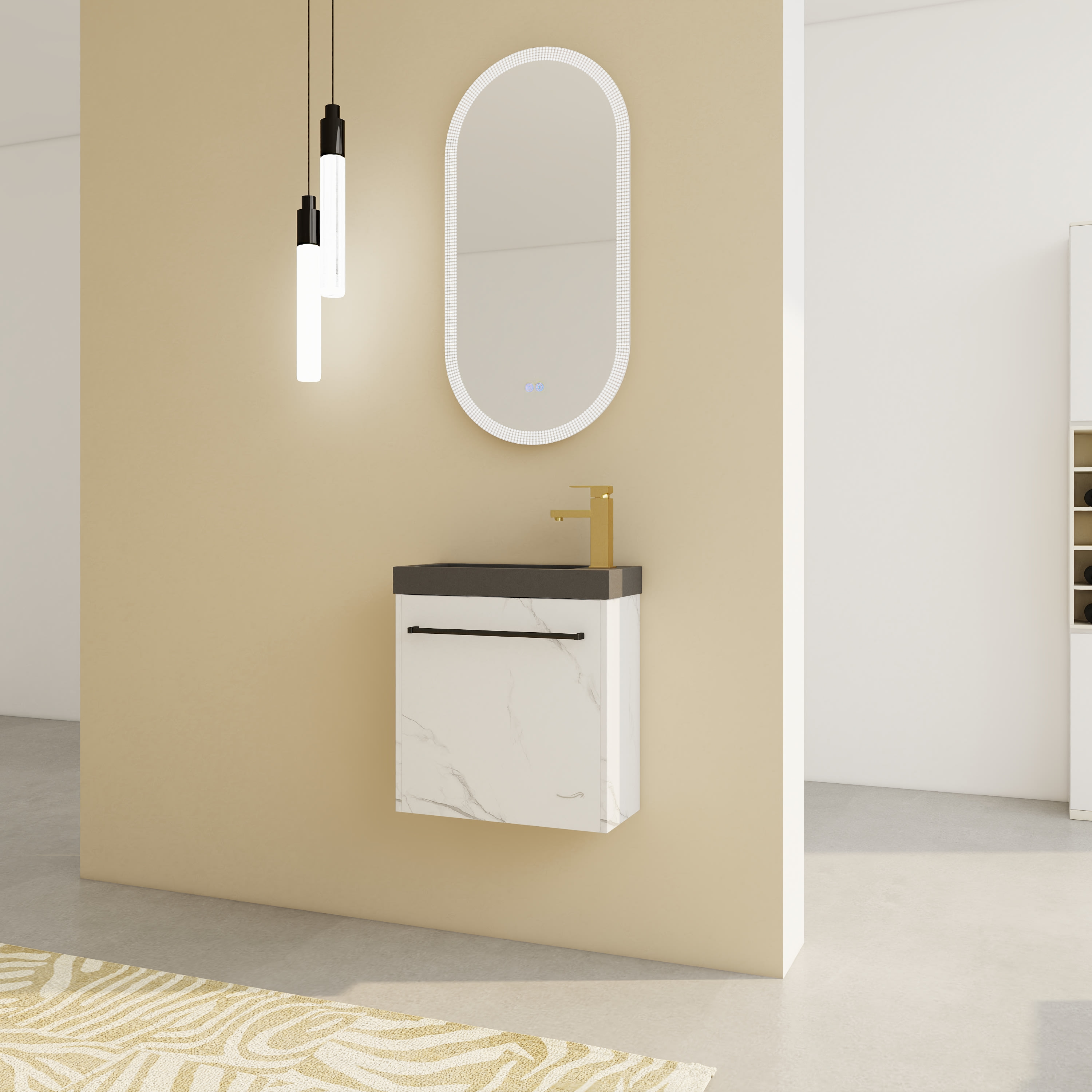 20  Floating Wall- Mounted Bathroom Vanity With Resin Sink & Soft- Close Cabinet Door view 2